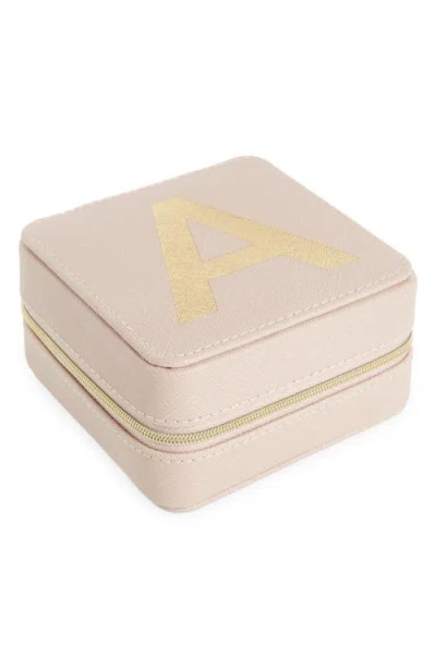 Nordstrom Initial Zip Square Jewelry Box In A- Blush- Gold