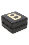Nordstrom Initial Zip Square Jewelry Box In B- Black- Gold