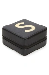 Nordstrom Initial Zip Square Jewelry Box In S- Black- Gold