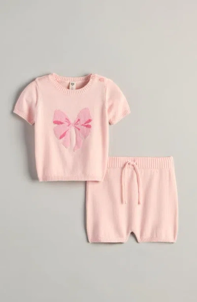Nordstrom Babies'  Intarsia Bow Sweater & Shorts Set In Pink