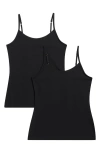 Nordstrom Invisible Edge Assorted 2-pack Camisoles In Black