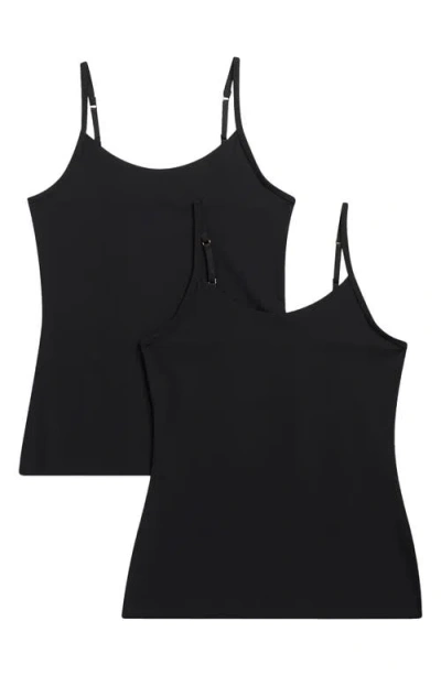 Nordstrom Invisible Edge Assorted 2-pack Camisoles In Black