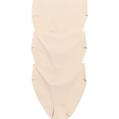 Nordstrom Invisible Edge Assorted 3-pack High Cut Briefs In Beige Smoke