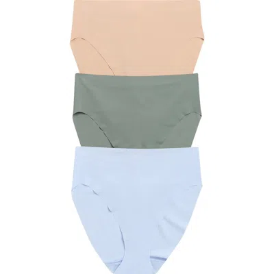 Nordstrom Invisible Edge Assorted 3-pack High Cut Briefs In Blue- Tan- Green Multi