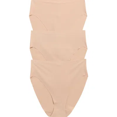 Nordstrom Invisible Edge Assorted 3-pack High Cut Briefs In Tan Warm