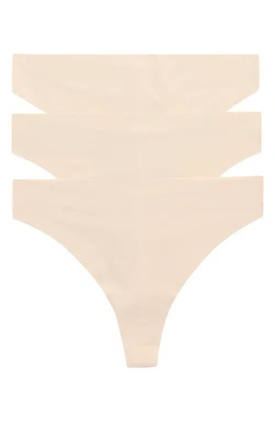 Nordstrom Invisible Edge Assorted 3-pack Thongs In Neutral
