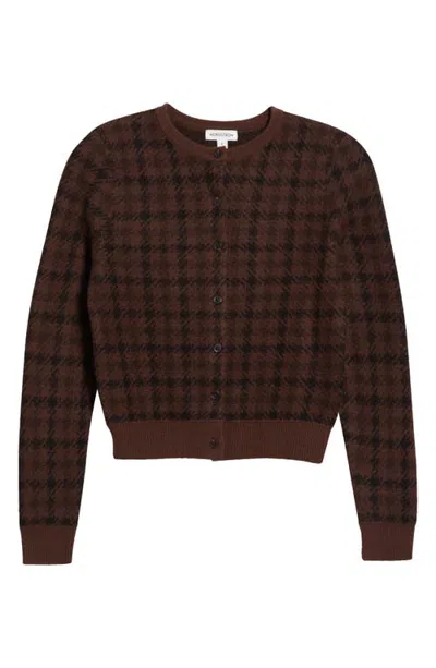 Nordstrom Jacquard Merino Wool Cardigan In Brown