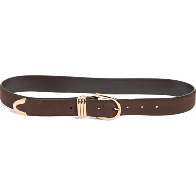Nordstrom Janae Suede Belt In Chocolate- Gold