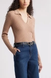 Nordstrom Johnny Collar Polo Sweater In Tan Natural