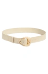 Nordstrom Juliet Marbled Buckle Leather Belt In Beige Combo