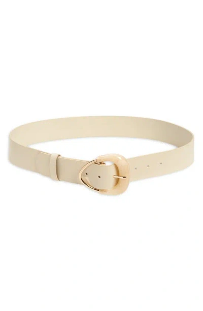 Nordstrom Juliet Marbled Buckle Leather Belt In Beige Combo