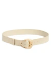 Nordstrom Juliet Marbled Buckle Leather Belt In Beige Combo