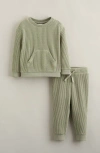 Nordstrom Kanga Waffle Crewneck Sweatshirt & Joggers Set In Green