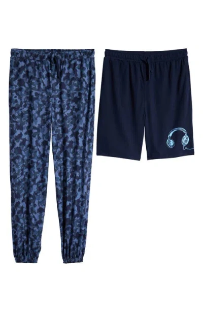 Nordstrom Kids' 2-pack Pajama Pants & Shorts In Blue Captain Gamer Camo