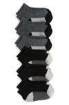 Nordstrom Kids' 6-pack Active Quarter Socks In Black- Grey Pack