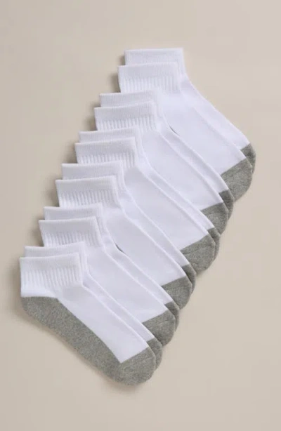 Nordstrom Kids' 6-pack Quarter Socks In White