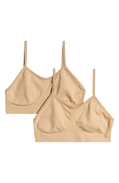 Nordstrom Kids' Assorted 2-pack Seamless Bralettes In Beige Sand Pack