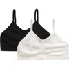 Nordstrom Kids' Assorted 2-pack Seamless Bralettes In Black- White Pack