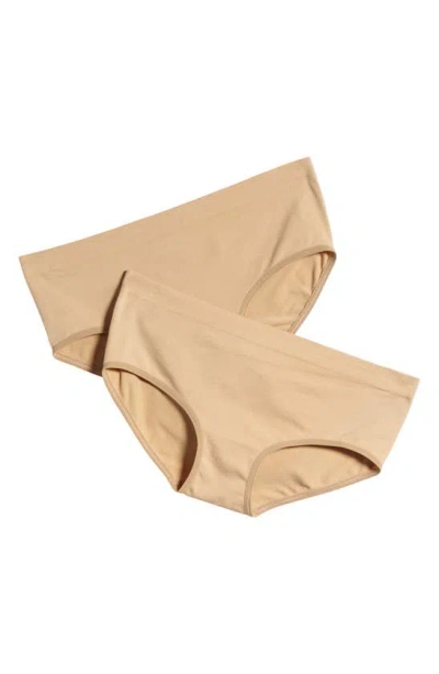 Nordstrom Kids' Assorted 2-pack Seamless Hipster Briefs In Beige Sand Pack