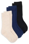 Nordstrom Kids' Assorted 3-pack Ribbed Crew Socks In Black- Multi Ribbed Pack