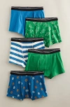 Nordstrom Kids' Assorted 5-pack Boxer Briefs In Green