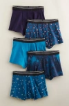 Nordstrom Kids' Assorted 5-pack Boxer Briefs In Blue