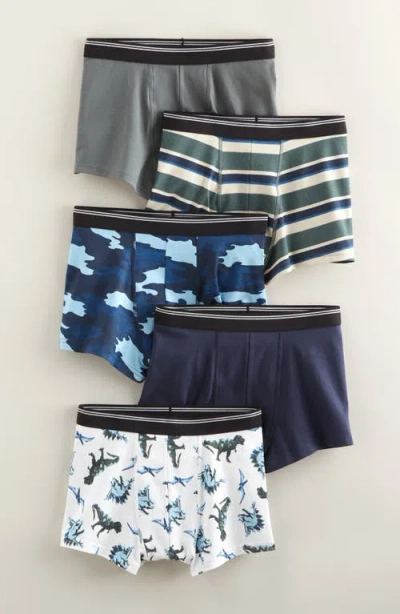 Nordstrom Kids' Assorted 5-pack Boxer Briefs In Blue
