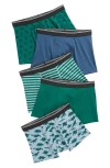 Nordstrom Kids' Assorted 5-pack Boxer Briefs In Sketch Dinosaur Pack