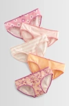 Nordstrom Kids' Assorted 5-pack Hipster Briefs In Orange