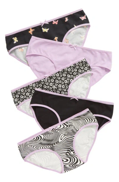 Nordstrom Kids' Assorted 5-pack Hipster Briefs In Butterfly Swirl Pack