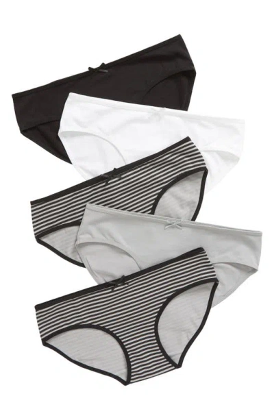 Nordstrom Kids' Assorted 5-pack Hipster Briefs In Grey Pack