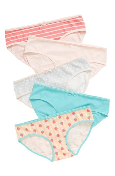 Nordstrom Kids' Assorted 5-pack Hipster Briefs In Strawberry Stripe Pack