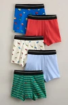 Nordstrom Kids' Assorted 5-pack Stretch Cotton Boxer Briefs In Multi