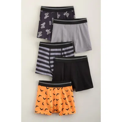 Nordstrom Kids' Assorted 5-pack Stretch Cotton Boxer Briefs In Orange-black Spooky Pack
