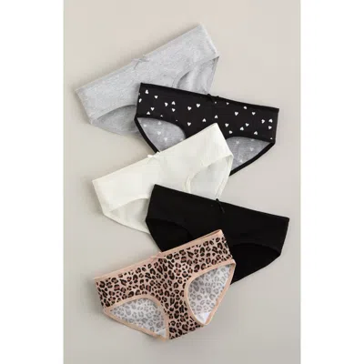 Nordstrom Kids' Assorted 5-pack Stretch Cotton Hipster Briefs In Multi