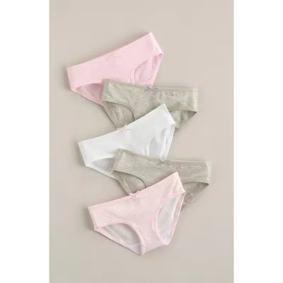 Nordstrom Kids' Assorted 5-pack Stretch Cotton Hipster Briefs In Pink