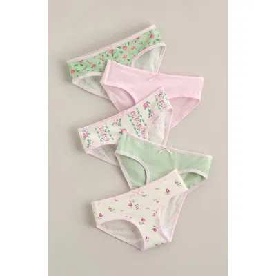 Nordstrom Kids' Assorted 5-pack Stretch Cotton Hipster Briefs In Pink