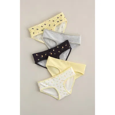 Nordstrom Kids' Assorted 5-pack Stretch Cotton Hipster Briefs In Yellow