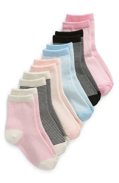 Nordstrom Kids' Assorted 6-pack Ankle Socks In Pink Sweet Fine Stripe Pack