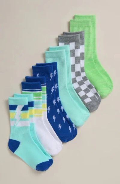 Nordstrom Kids' Assorted 6-pack Novelty Crew Socks In Green