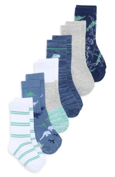 Nordstrom Kids' Assorted 6-pack Novelty Crew Socks In Navy Denim Dino Pack