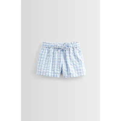 Nordstrom Kids' Belted Cotton Seersucker Shorts In Blue Windsurfer Gingham