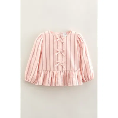 Nordstrom Kids' Bow Front Peplum Cotton Top In Pink