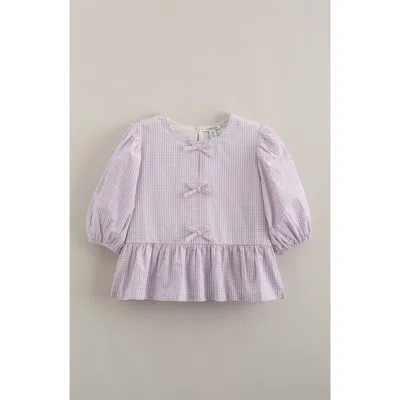 Nordstrom Kids' Bow Front Peplum Top In Purple
