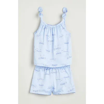 Nordstrom Kids' Bow Trim Satin Short Pajamas In Blue