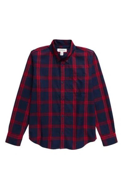 Nordstrom Kids' Button-down Shirt In Navy Peacoat- Red Davia Plaid