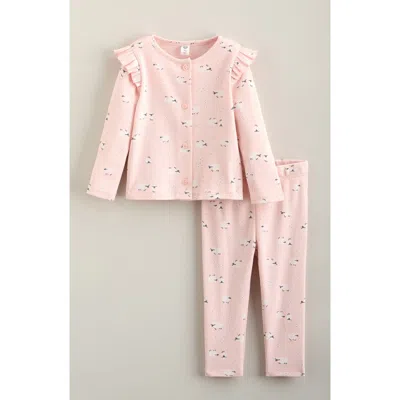 Nordstrom Babies'  Kids' Button Front Flutter Sleeve 2-piece Set In Pink
