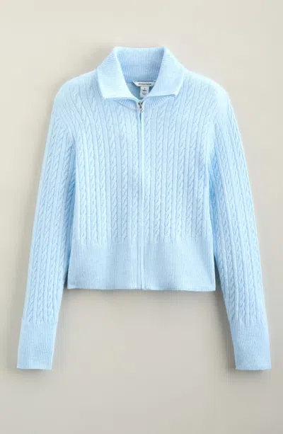 Nordstrom Kids' Cable Knitted Zip Cardigan In Blue Diamond