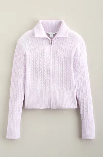 Nordstrom Kids' Cable Knitted Zip Cardigan In Purple Freesia