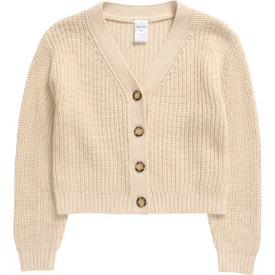 Nordstrom Kids' Chunky Rib Cardigan In Beige Oatmeal Light Heather